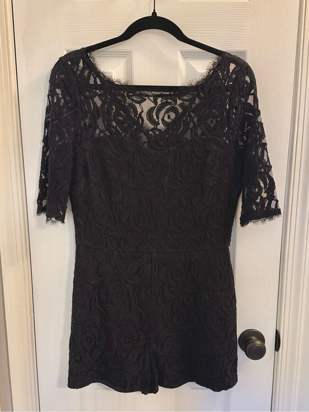 BCBGeneration Black Lace Short Romper Top